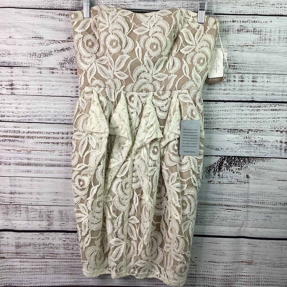 JESSICA SIMPSON SIZE 2 STRAPLESS PEARL LACE DRESS PARTY SUMMER WEDDING - Picture 5 of 16